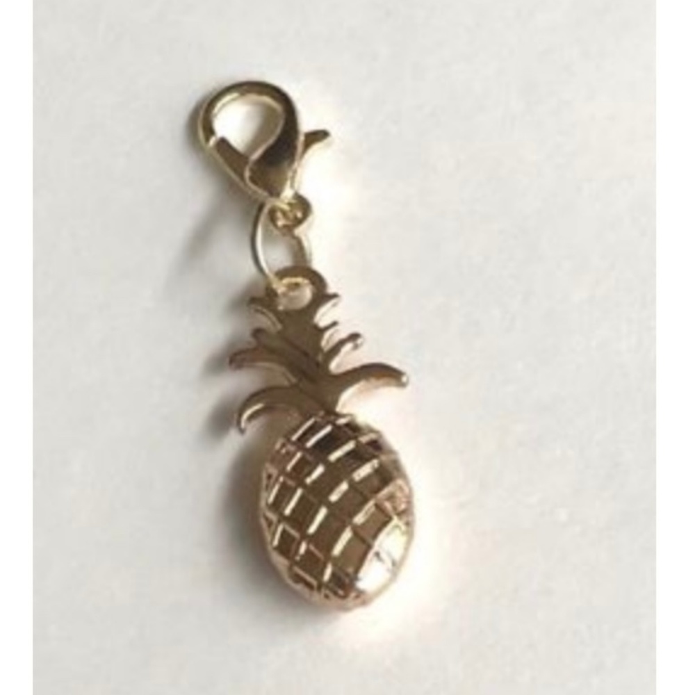 Gold Pineapple Charm Clip On Zipper Pull Purse Hawaiian Island Life Plated